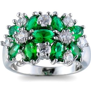 Women Fashion 925 Sterling Silver Plated Rhinestone Finger Ring